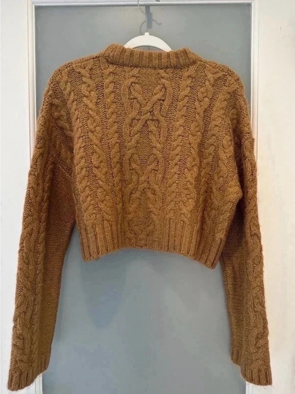 Zara Brown Crop Cable Knit Sweater - Picture 5 of 5